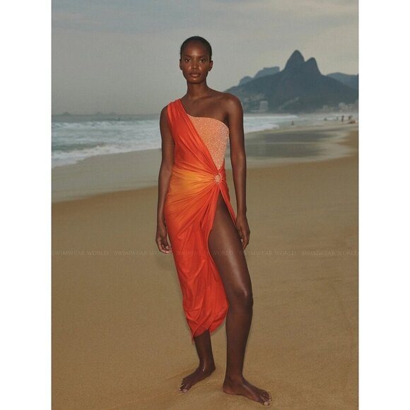 Baobab Nikka Dress in Puesta De Sol & Red Small New Womens Midi One Shoulder - Picture 12 of 12